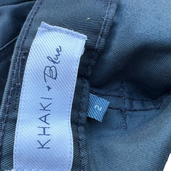 New Khaki & Blue Women High Rise Slim Fit Straight Leg Cargo Work Pants Size 2 - Picture 8 of 8